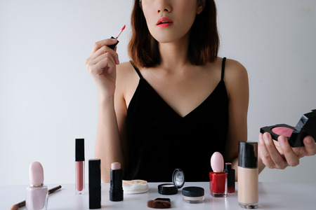 beautiful young asian woman make up cosmetics.beauty fashion.の写真素材