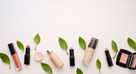 natural cosmetic cream , serum, skincare blank bottle packaging with leaves herb, wood . bio organic product.beauty and spa concept.の写真素材