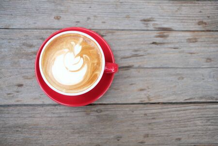 Closeup coffee cups in a cafeの写真素材