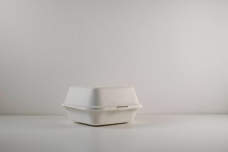 biodegradable box package to go food snack coffee container for take away eco friendly.の写真素材