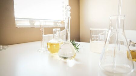 alternative herb medicine with herbal the organic natural in the laboratory. oil capsule, natural organic.food nutrition healthy and wellness.の写真素材
