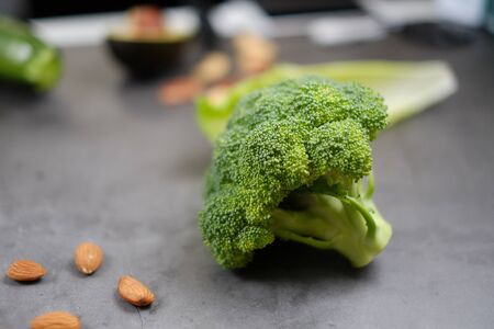 broccoli with nut. healthy vegan food ingredient for nutrition diet.の写真素材