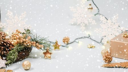 2020 Christmas and new year background banner with the beautiful decor gift for holiday in winter....