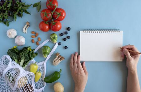 healthy meal plan for vegan diet and nutrition.の写真素材
