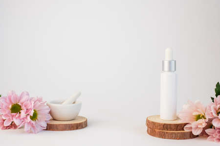 cosmetic beauty product with natural ingredient and flower.の写真素材
