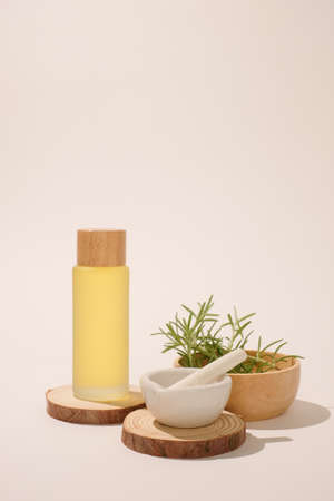 skin care and cosmetic product with natural herb, rosemary for health on white background.の写真素材