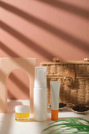 skincare and cosmetic for summer beauty and fashion.の写真素材