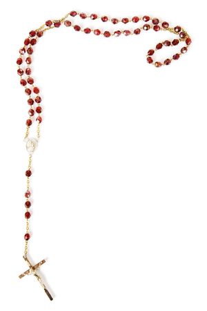 Rosary bead border isolated on white with space for textの写真素材