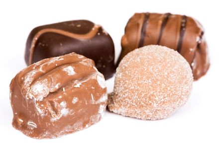 Belgian chocolate selection isolated on whiteの写真素材