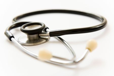 Doctor's stethoscope isolated on whiteの写真素材