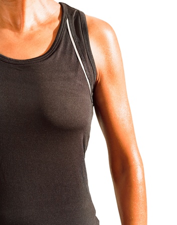 Closeup of a fit asian woman in gym clothingの写真素材