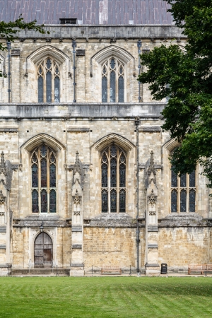 Side of the nave of Winchester Cathedral, Hampshire, UKの写真素材