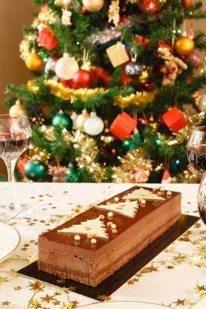 Christmas dining table in an English homeの写真素材