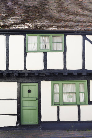 Winslow, UK - April 27, 2015. Old Tudor timber frame cottage in England, UKのeditorial素材