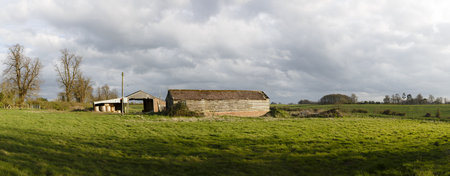 Panorama of old farm buildings in English countryside. Buckinghamshire, UKの写真素材