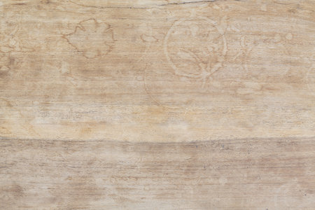 Wooden table background stained with water marksの写真素材