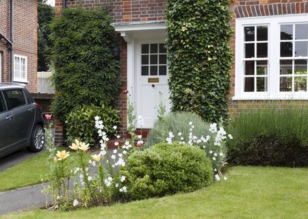 Semi-detached period house and garden in a London suburbの写真素材