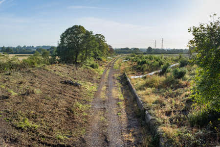 Vegetation clearance at Verney Junction along the route of the new East West Rail railway line between Oxford and Bedford.の写真素材