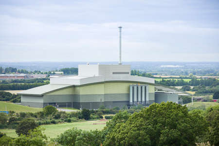 AYLESBURY, UK - August 15, 2021. Greatmoor EfW power station, a waste to energy facility to generate electricity by incinerating non-recyclable waste.のeditorial素材