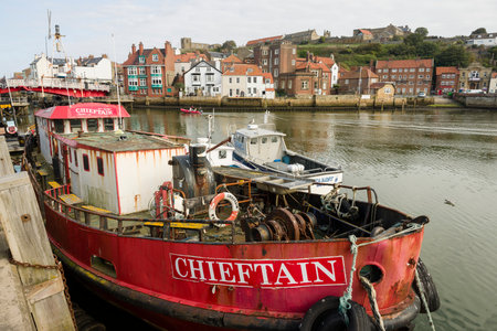 WHITBY, UK - September 21, 2022. Old fishing boat Chieftain in Whitby Harbour, North Yorkshire, UKのeditorial素材
