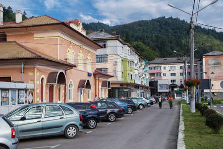 BRASOV, ROMANIA â AUGUST 09, 2018:  Detail - old buildings in downtown on August 09, 2018 in Brasov.のeditorial素材