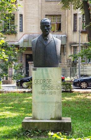 CLUJ-NAPOCA, TRANSYLVANIA, ROMANIA - AUGUST 21, 2018:  Statue in Central Park,  on August 21, 2018 in  Cluj-Napoca.のeditorial素材