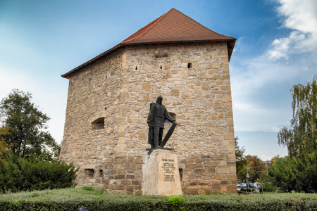 CLUJ-NAPOCA, TRANSYLVANIA, ROMANIA - AUGUST 21, 2018:  Baba Novac statue on August 21, 2018 in  Cluj-Napoca.のeditorial素材