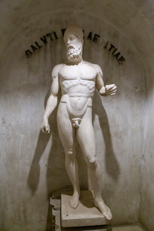 Baile Herculane ( Herculane Bath ), Romania - June 13, 2022:  Hercules statue in the old area of the city Baile Herculane, Caras-Severin, Romania.のeditorial素材