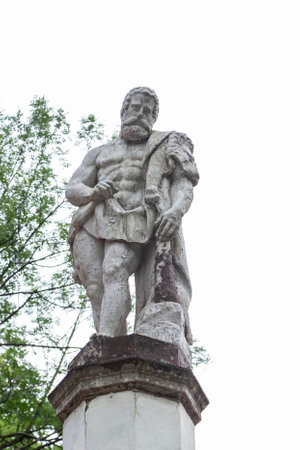 Baile Herculane ( Herculane Bath ), Romania - June 13, 2022:  Hercules statue in the old area of the city Baile Herculane, Caras-Severin, Romania.のeditorial素材