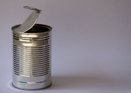 Empty clean tin can with top half openの写真素材