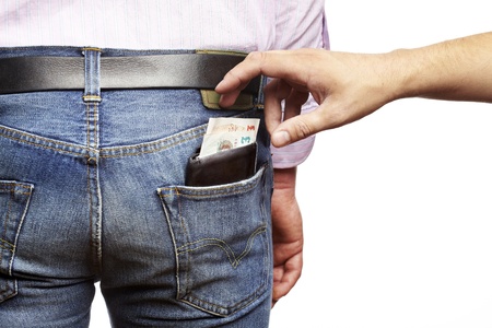 Man being pickpocketed for his walletの写真素材