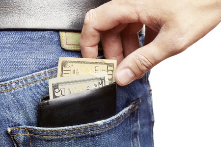 Man being pickpocketed for his walletの写真素材