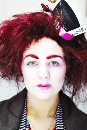 Woman dressed as the mad hatter portraitのeditorial素材