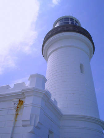White lighthouse and blue skyの写真素材