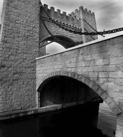 Castle & Moat Bridge, QLD, Australiaの写真素材