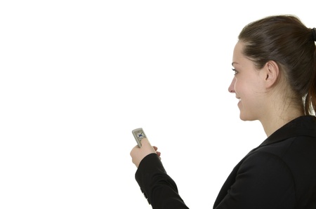 business woman, white background, studio shot, isolatedの写真素材