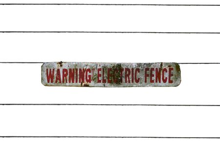  Electric Fence with Warning Sign, Outdoor, Isolatedの写真素材