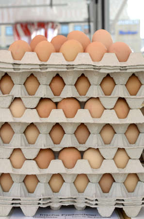 Eggs in piled cartons, outdoor