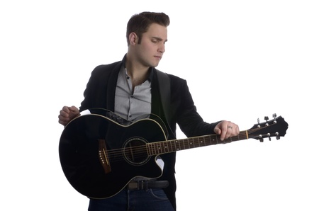 Smart guy with guitarの写真素材