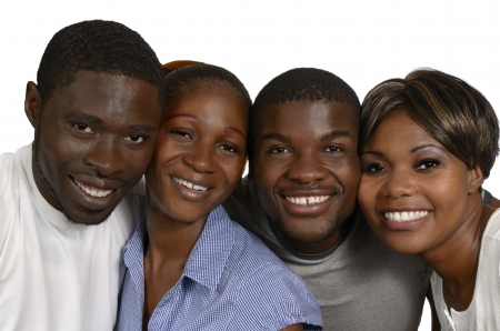 Four african Friends in joy, Studio Shotの写真素材