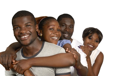 Four african Friends in joy, Studio Shotの写真素材