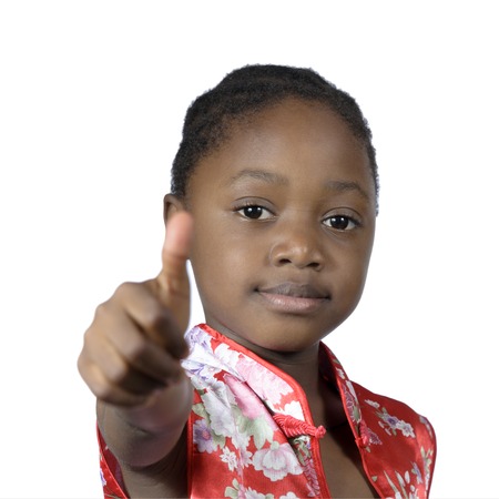 African girl showing thumb up, Studio Shotの写真素材