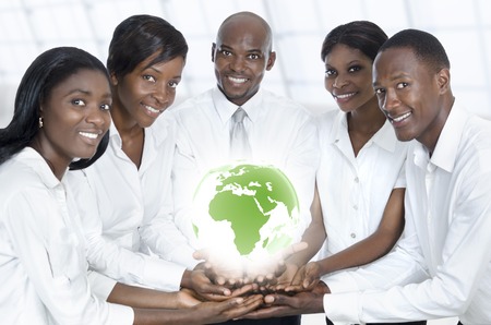 African business team with map of africa, Studio Shotの写真素材
