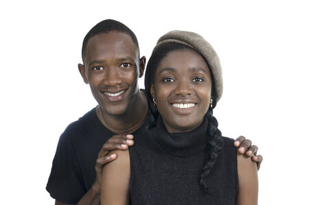 Young african couple , Studio Shot, isolatedの写真素材