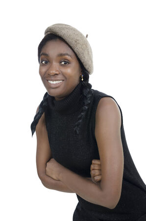 Beautiful African Woman Smiling, Studio Shotの写真素材