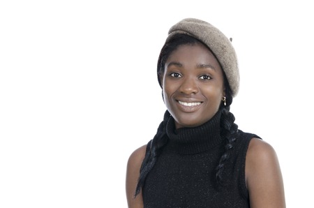 Beautiful African Woman Smiling, Studio Shotの写真素材