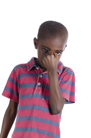 African boy in stress, Studio Shotの写真素材