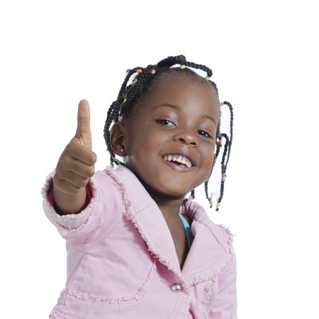 Happy african girl thumb up, Studio Shotの写真素材
