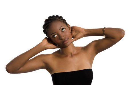 Beautiful African Woman Portrait, Studio Shot, Cameroonの写真素材