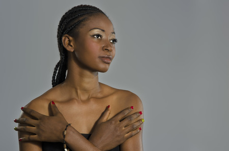Beautiful African Woman Portrait, Studio Shot, Cameroonの写真素材
